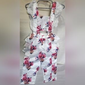 Size 18-24 Mo. Floral Ruffle Girls Overalls